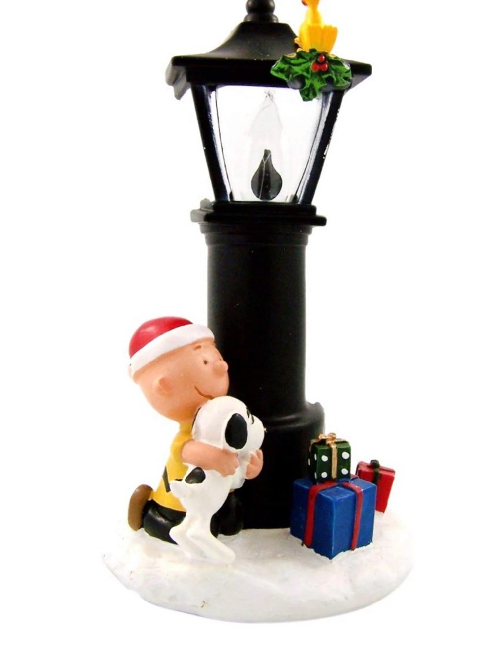Charlie Brown with Snoopy Holiday Lamp Figurine - Black, Red, White